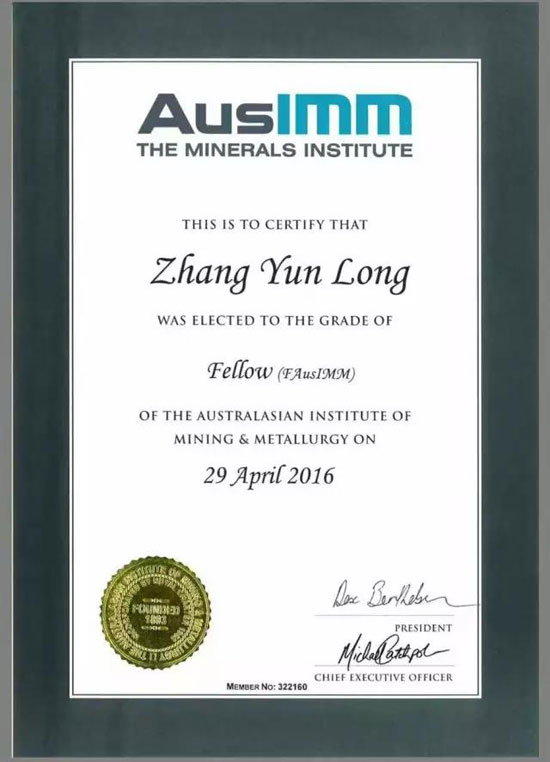 the AusIMM Academician Certificate the AusIMM Academician Certificate