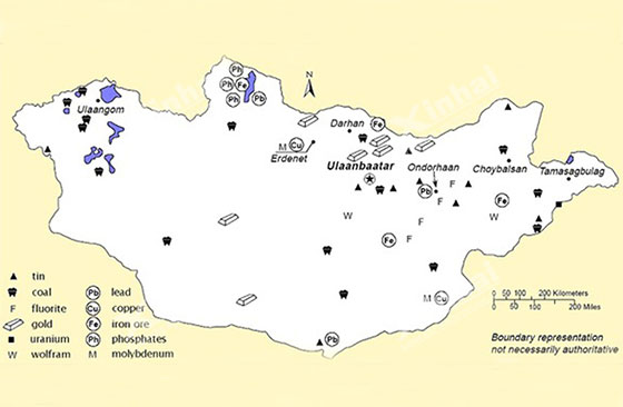 (Map of mine resources in Mongolia)
