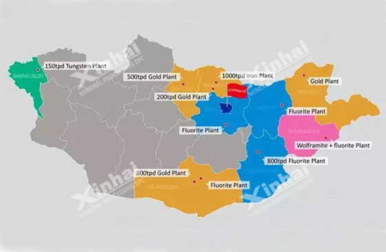 Distribution-map-of-Mongolian-mineral-processing-EPC+M+O-service-projects