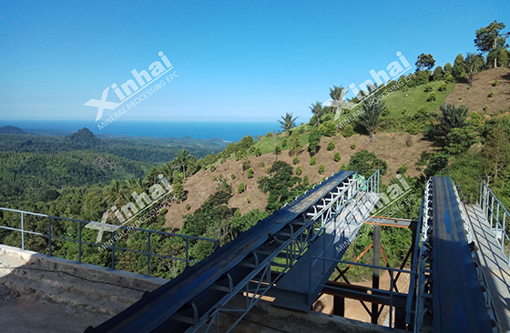 Xinhai Mining belt conveyor in ore processing site Xinhai Mining belt conveyor in ore processing site
